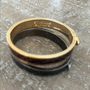 Etienne Aigner Gold and Black Bangle Bracelet